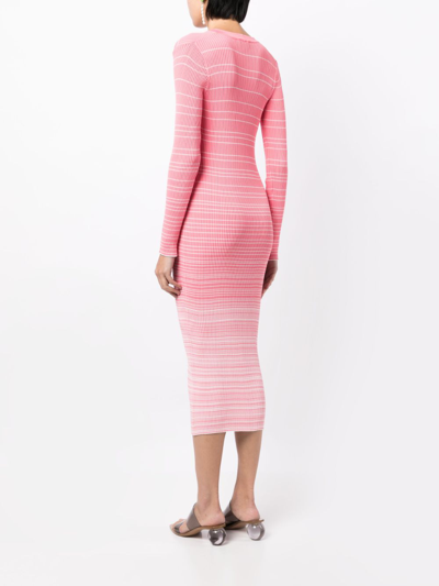 Shop Staud Shoko Striped Knitted Dress In Pink