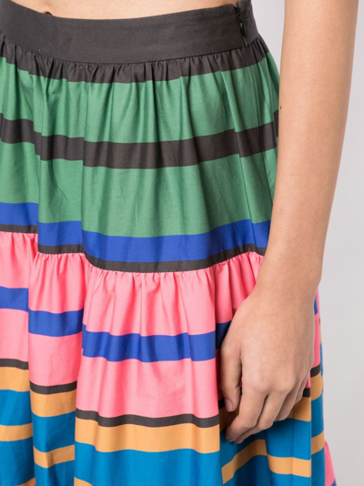 Shop Staud Colour-block A-line Midi Skirt In Pink
