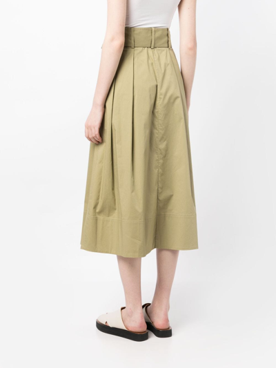 Shop Staud Buttoned A-line Midi Skirt In Brown