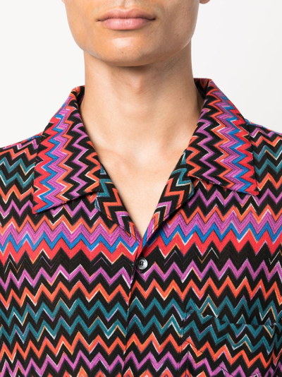 Shop Missoni Zigzag-pattern Spread-collar Shirt In Purple