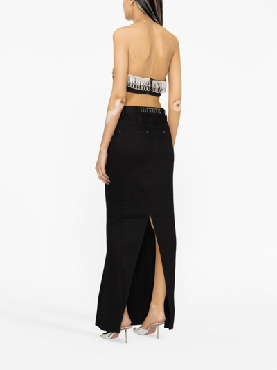 Shop Rotate Birger Christensen Crystal-embellished Straight Skirt In Black