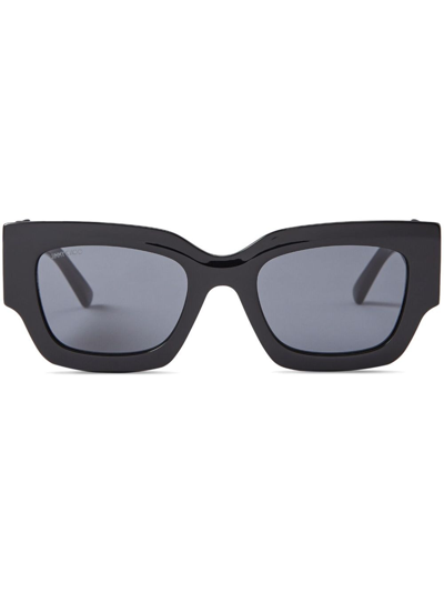 Shop Jimmy Choo Nena Rectangle-frame Sunglasses In Black