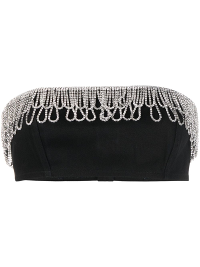Rotate Birger Christensen Embellished Cotton Crop Top In Black
