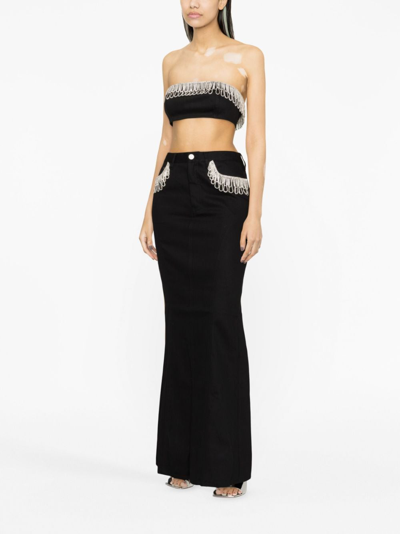 Rotate Birger Christensen Embellished Cotton Crop Top In Black