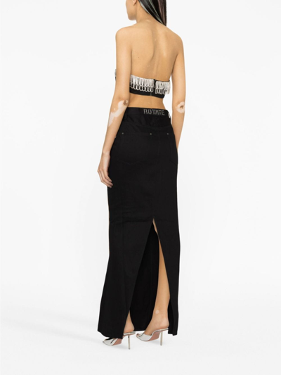 Rotate Birger Christensen Embellished Cotton Crop Top In Black
