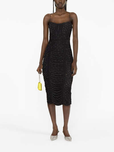 Rotate Birger Christensen Crystal-embellished Tulle Midi Dress In Black