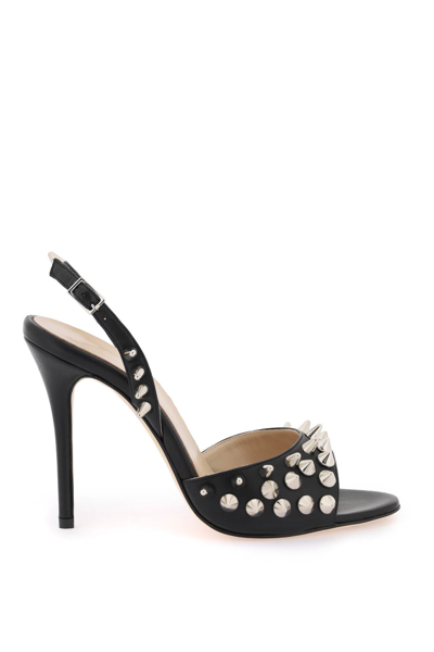 Shop Alessandra Rich Sandals With Spikes In Black