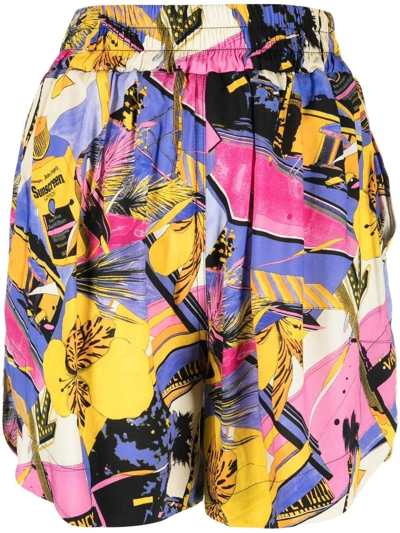 Shop Palm Angels Graphic Print Shorts In Multi-colored
