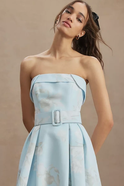Shop Sachin & Babi Brielle Strapless Belted Gown In Blue