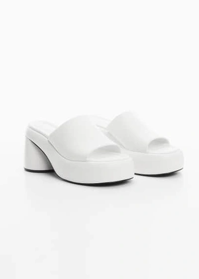 Shop Mango Leather Block-heel Sandals White