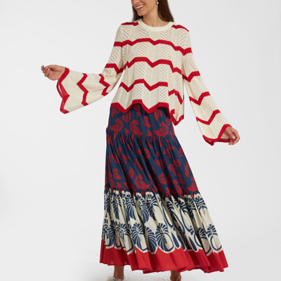 La Doublej Big Floral-print Maxi Skirt In Palmetto