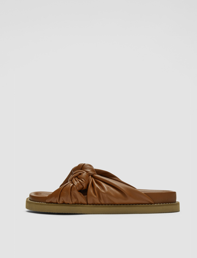 Shop Joseph Leather Big Knot Sandals In Camel