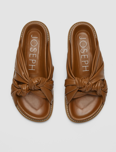 Joseph Leather Big Knot Sandals In Camel