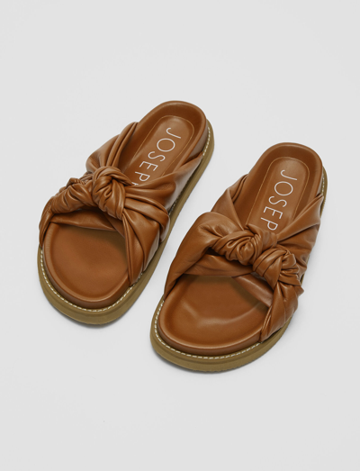Joseph Leather Big Knot Sandals In Camel