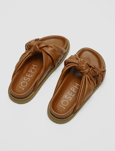 Joseph Leather Big Knot Sandals In Camel