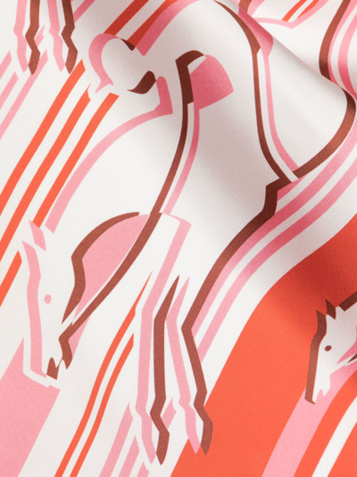 Shop Longchamp Graphic-print Silk Scarf In Orange