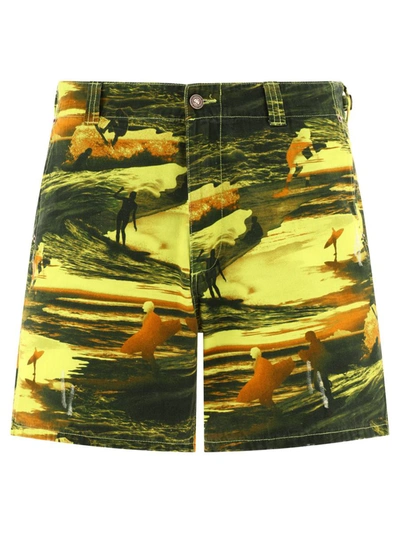 Shop Erl "acid Sunset" Shorts In Green