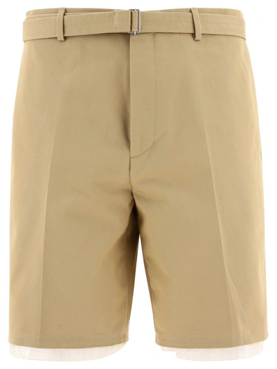 Shop Lanvin Tailored Shorts With Raw Hem Details In Beige