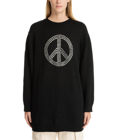 Shop M05ch1n0 Jeans Peace Wool Sweater In Black