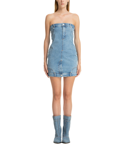 Shop M05ch1n0 Jeans Cotton Mini Dress In Denim