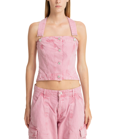 Shop M05ch1n0 Jeans Cotton Top In Pink