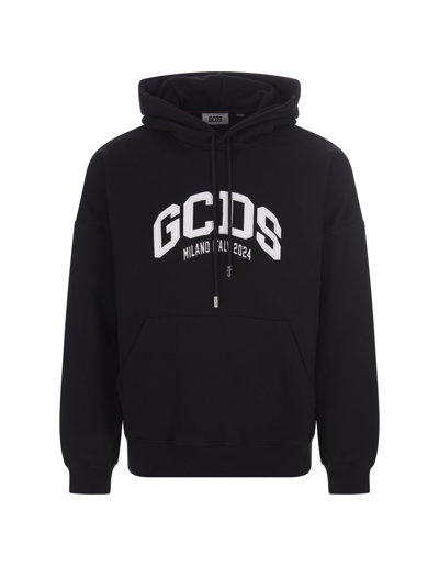 Shop Gcds Black Logo Lounge Hoodie In Nero
