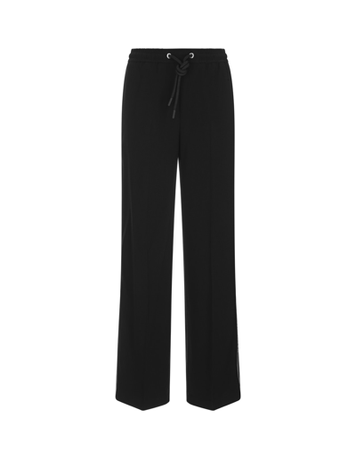 Shop Moncler Black Satin Sports Trousers In Nero