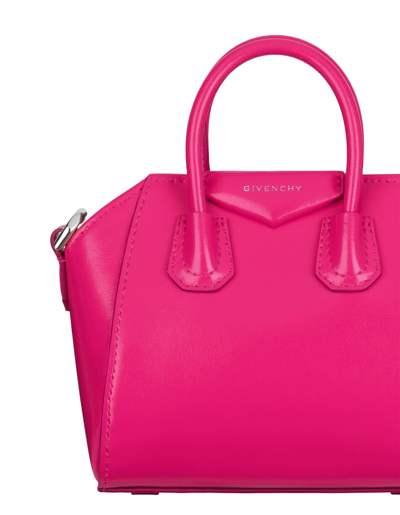 Givenchy Micro Antigona Shoulder Bag In Calf Leather In Neon Pink