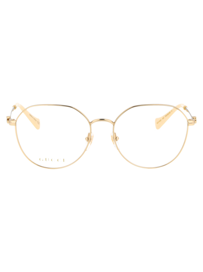 Shop Gucci Gg1145o Glasses In 003 Gold Gold Transparent