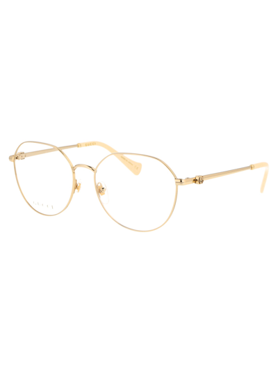 Shop Gucci Gg1145o Glasses In 003 Gold Gold Transparent