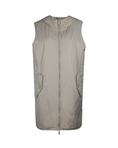 Shop Max Mara Zip-up Hooded Puffer Gilet In Cipria