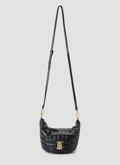 Shop Burberry Lola Quilted Crescent Shoulder Bag In Black