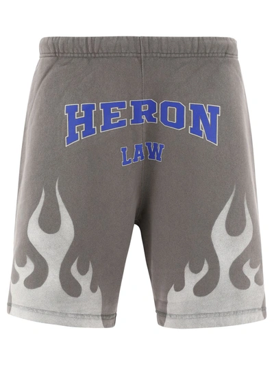 Shop Heron Preston "heron Law Flames" Shorts In Grey