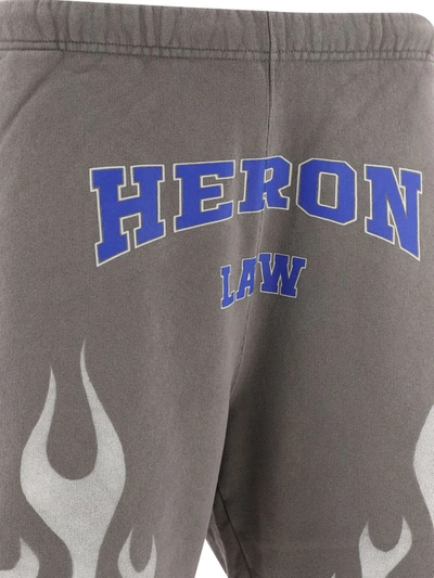 Shop Heron Preston "heron Law Flames" Shorts In Grey
