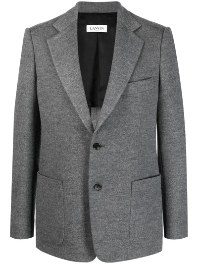 Shop Lanvin Grey Mélange Wool Suit Jacket