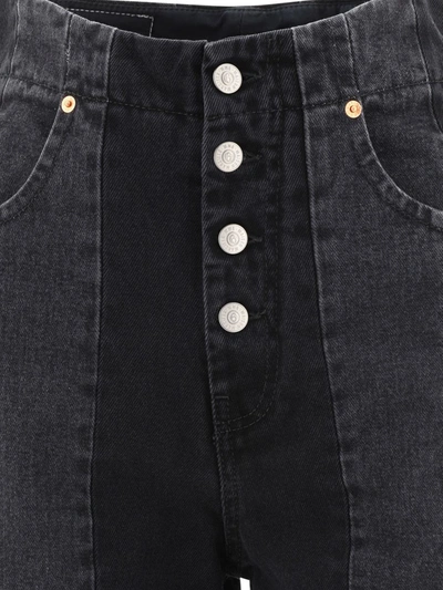 Shop Mm6 Maison Margiela Panelled Cropped Jeans In Black