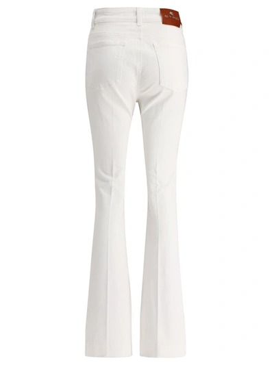 Shop Etro "paisley" Embroidered Jeans In White