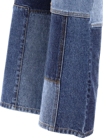 Chloé Patchwork Cropped Flared Jeans In Blue
