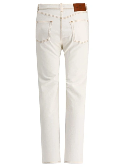 Shop Etro Jeans With Side Prints In White