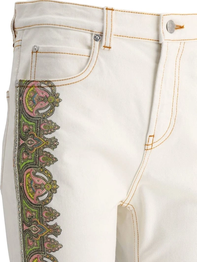 Shop Etro Jeans With Side Prints In White