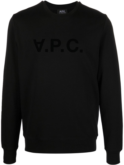 Shop Apc Logo-print Crew-neck Sweatshirt In Black