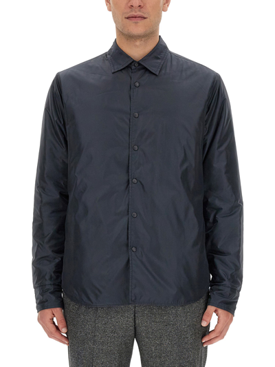 Aspesi Button-up Minimalist Jacket With Classic Collar In Blue