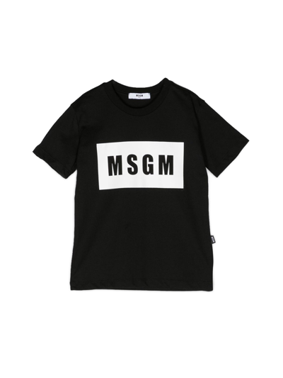 Shop Msgm Logo Square T-shirt In Black