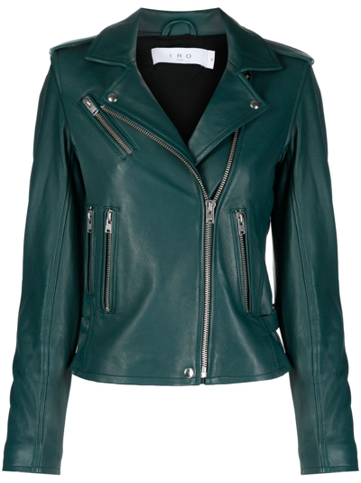 Shop Iro Newhan Leather Jacket In Green