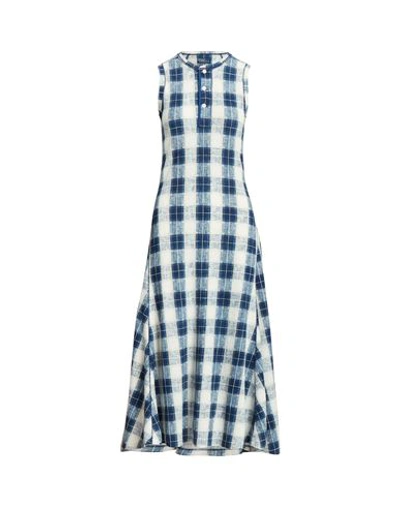 Shop Polo Ralph Lauren Buffalo Plaid Cotton Henley Dress Woman Midi Dress Blue Size M Cotton