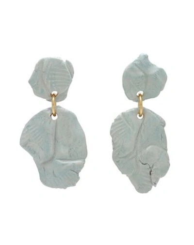 Shop Levens Jewels Roca Earrings Blue Woman Earrings Light Green Size - Clay, Brass, Enamel