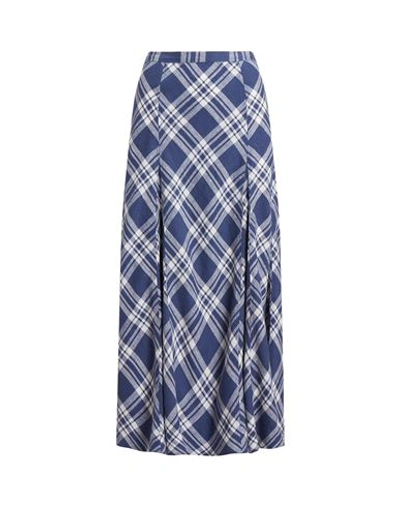 Shop Polo Ralph Lauren Plaid Linen Paneled Skirt Woman Maxi Skirt Blue Size 8 Linen