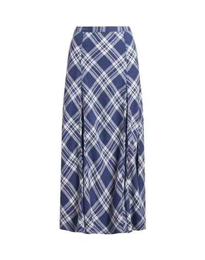 Polo Ralph Lauren Women's Plaid Linen Godet Maxi Skirt In Blue