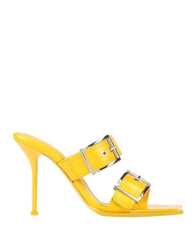 Shop Alexander Mcqueen Woman Sandals Yellow Size 8 Soft Leather