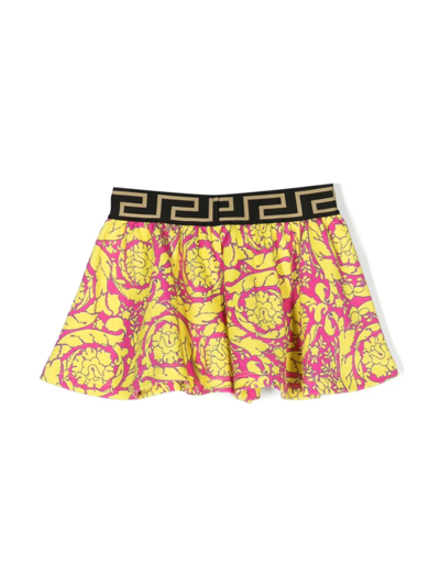 Shop Versace Shorts Barocco In Yellow